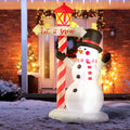 Homcom 7Ft Christmas Inflatables Outdoor Decorationss Decorations Snowman With Street Light, Blow Up Led Christmas Decor Multicolor Polyester