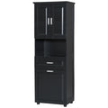 Tall Bathroom Cabinet With Laundry Basket, Large Storage Space Tilt Out Laundry Hamper And Upper Storage Cabinet, Black Black Mdf