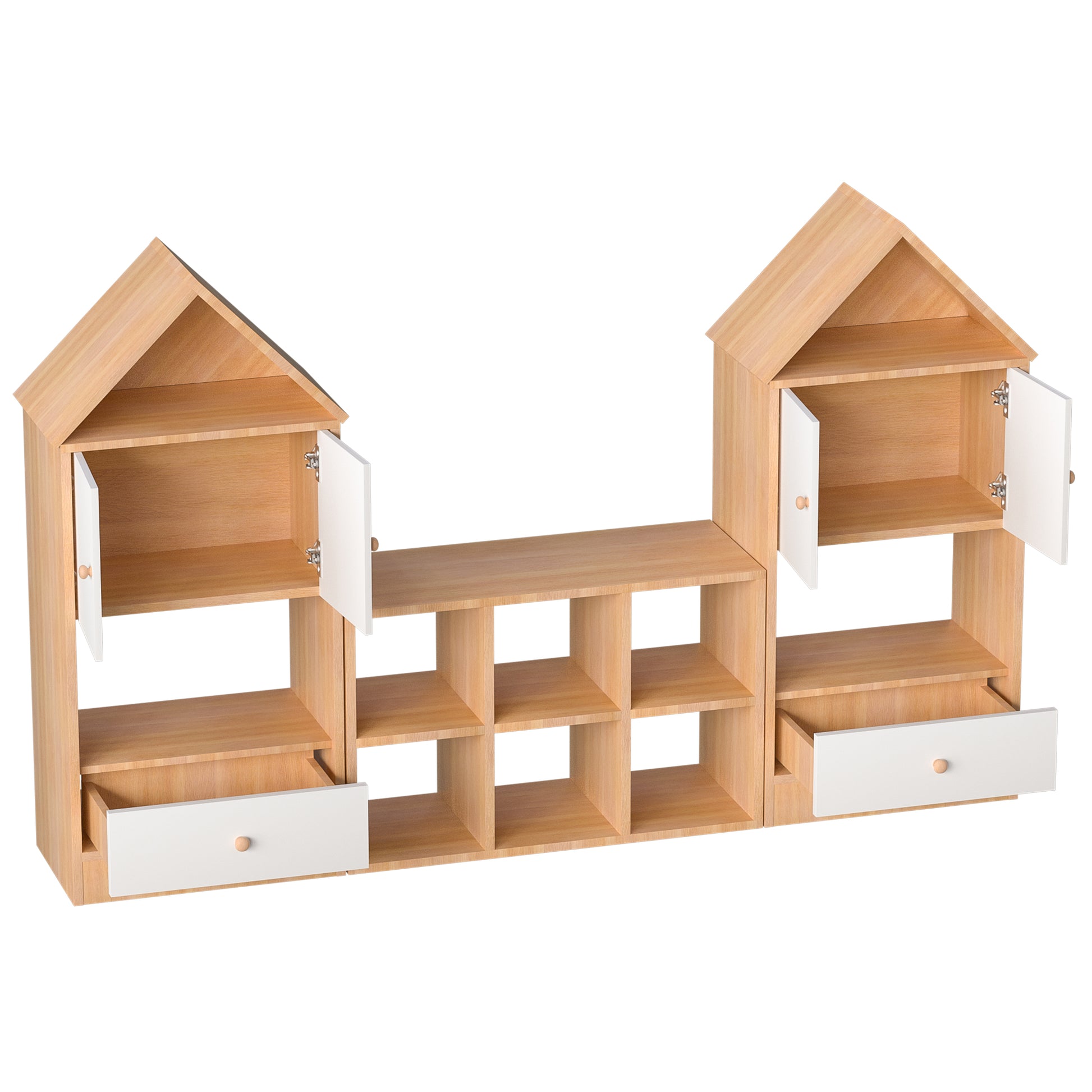 Versatile Children'S Bookshelf With House Shaped Design, Multi Functional Storage For Books And Toys, Adjustable Placement, Durable Kids Organizer For Playroom Or Bedroom Easy Assembly & Safe For
