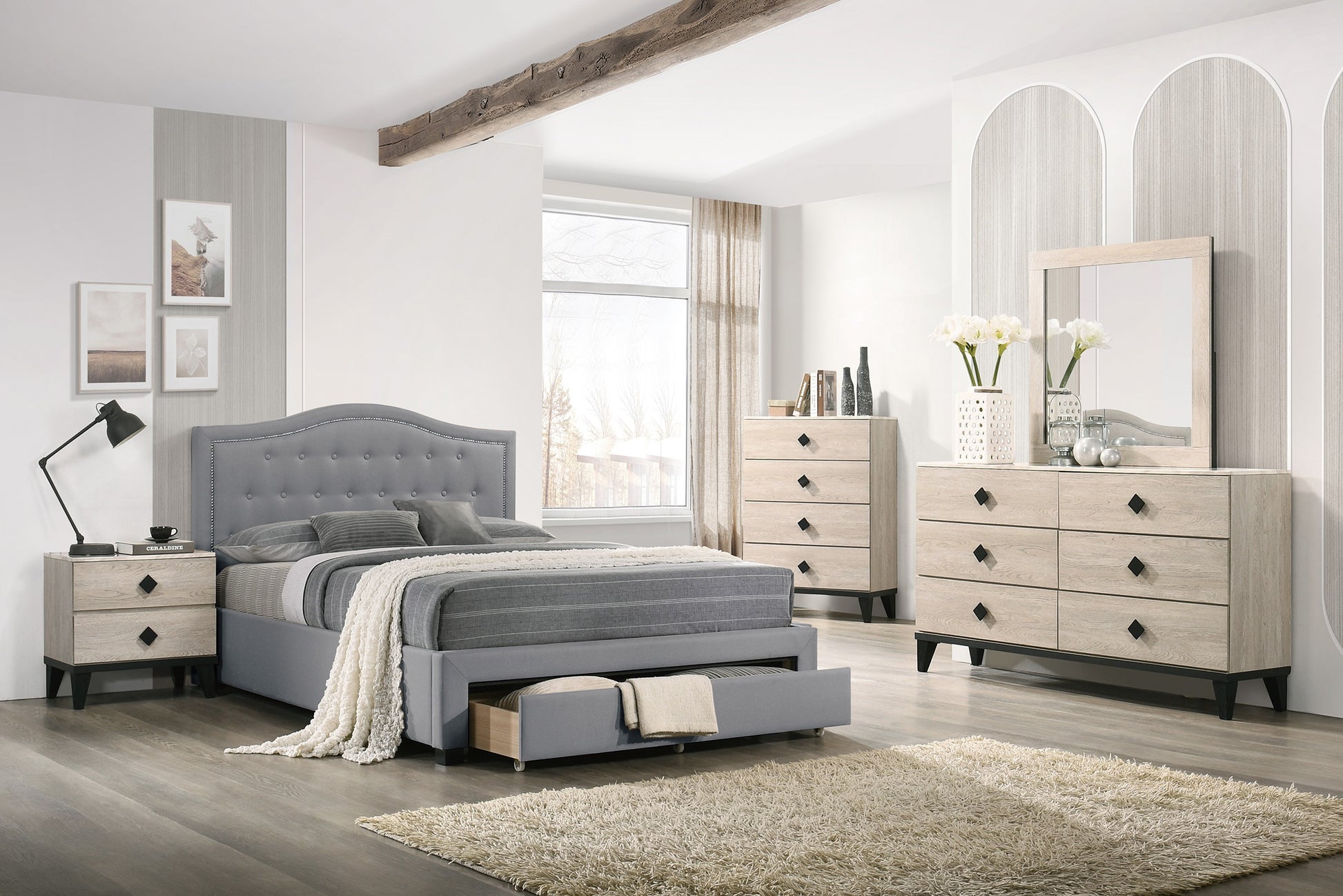Modern Design Bedroom Furniture 1Pc Cream 4 Drawers Beautiful Chest With Faux Marble Top Black,Cream Modern Wood