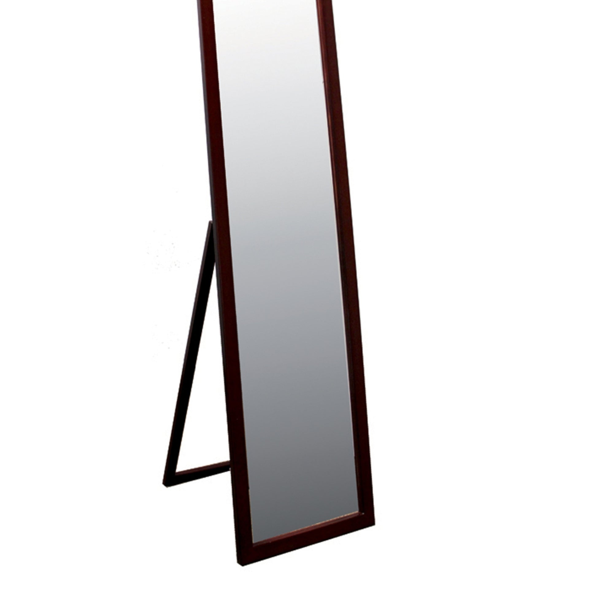 55" Tall Standing Floor Mirror, Walnut Finish, Rectangular Finish Multicolor Wood