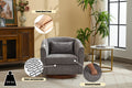 Swivel Accent Chair For Living Room, Sofa Chairs With Wood Base Side, Comfy Swivel Accent Chair With Wide Upholstered, For Living Room Grey Foam Chenille