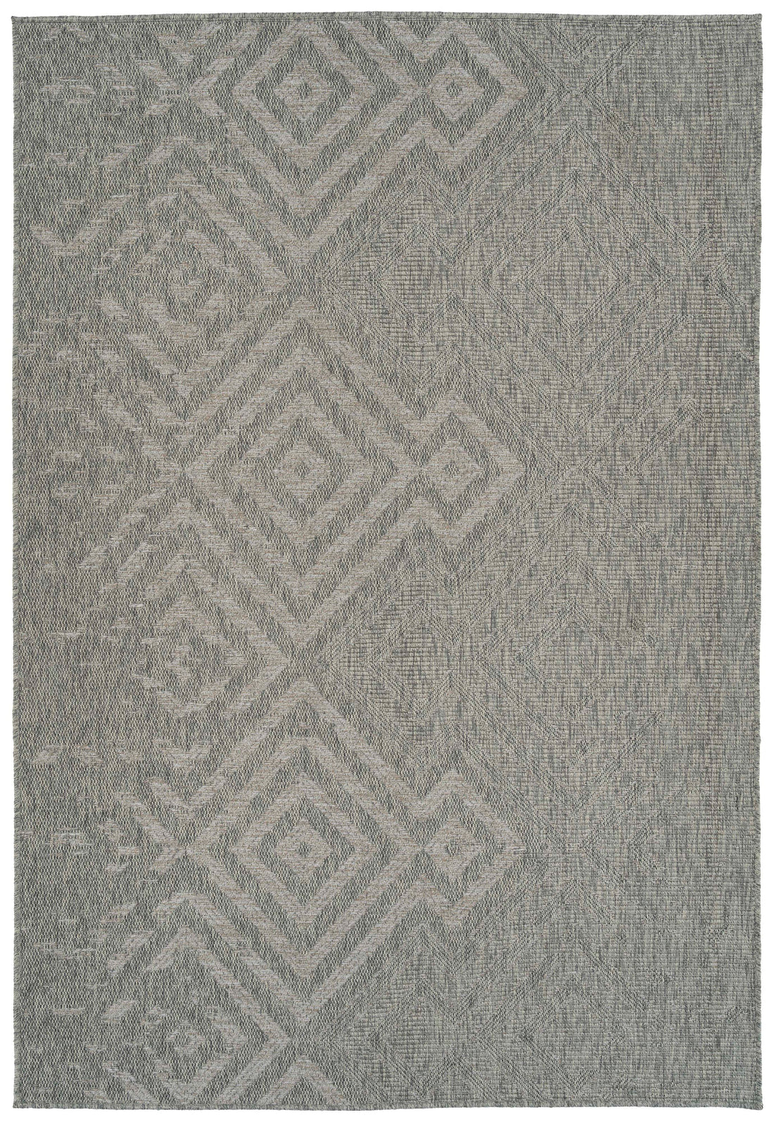 Modern, Transitional, Geometric, Southwestern, Textured High Low Cut & Loop 2' X 6' Runner Silver Polypropylene