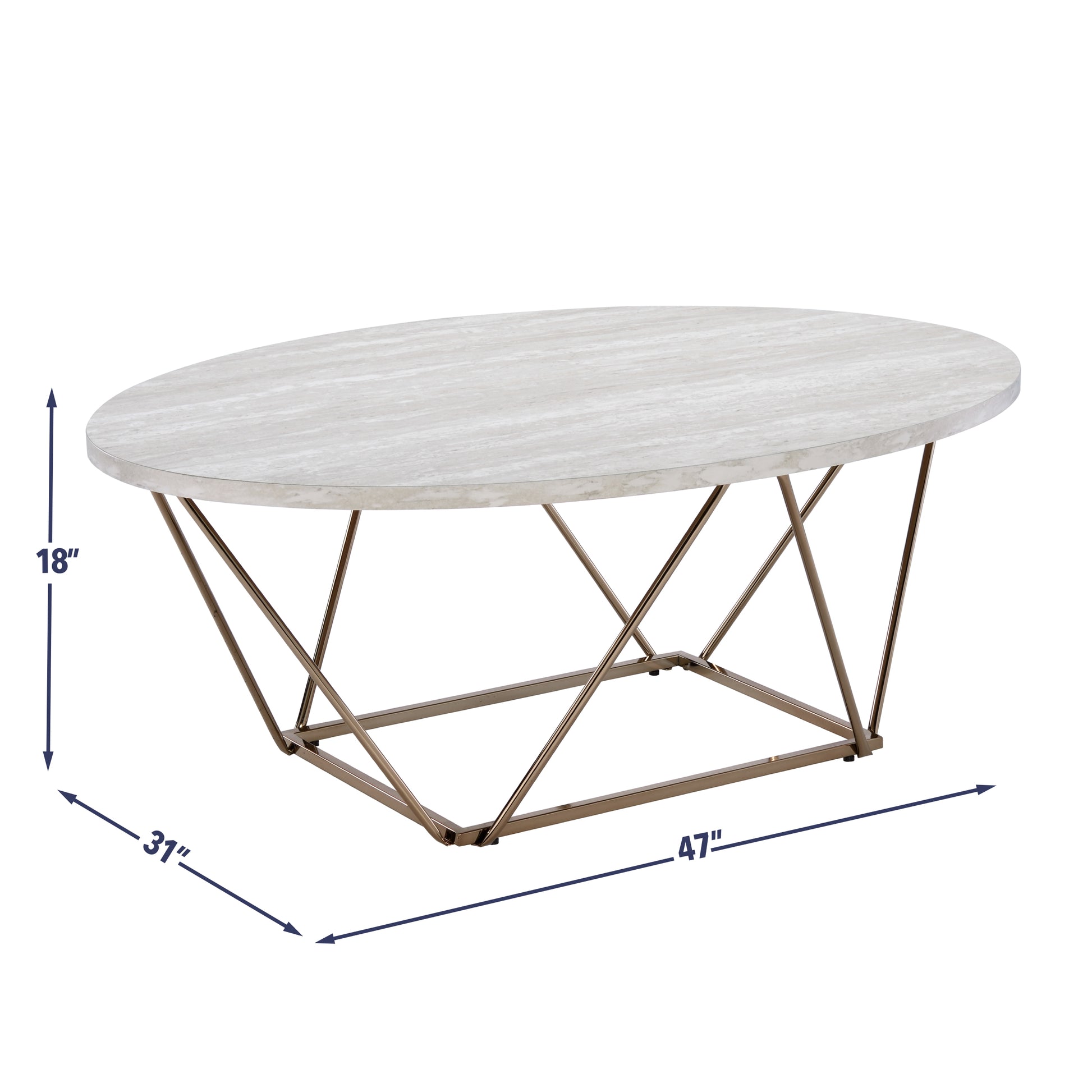 Rowan Faux Marble Top Coffee Table Gray Gray Wood