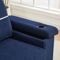86.5 Inch Sofa Couch Deep Seat Sofa With Two Storage Spaces, T Pyce Charging Portsusb Charging Ports & 2 Cup ,Corduroy 3 Seater Couch, Modern Sofas For Living Room Blue Foam Corduroy 3 Seat