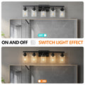 Same As W1340P197622 L001010 B5 5 Lights Farmhouse Vanity Lights Fixture Rustic Bathroom Light Fixture Bathroom Sconce Without Bulbs Black Glass Iron