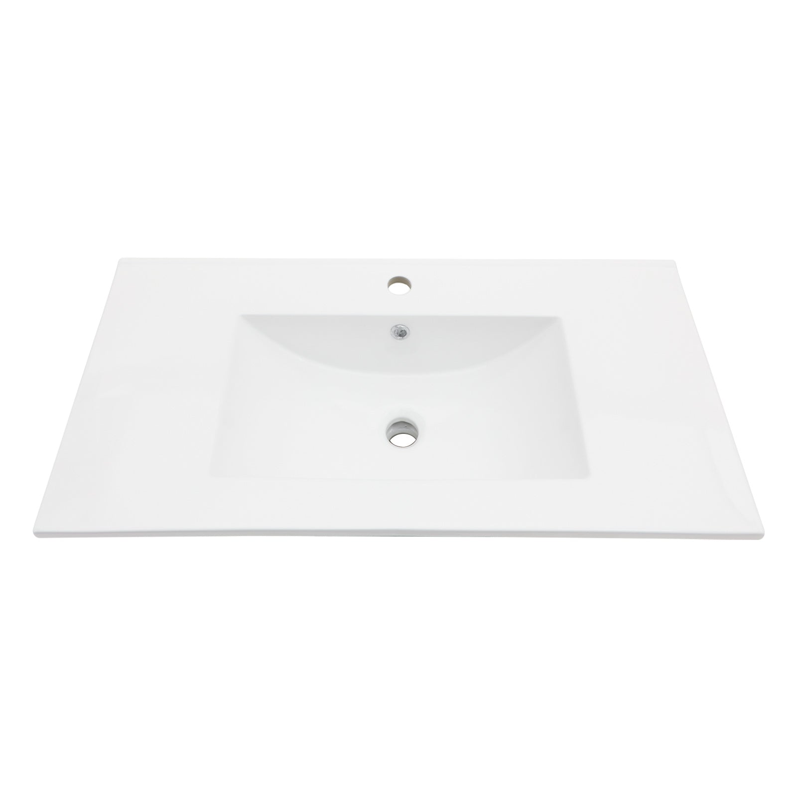 36"X18" White Rectangular Single Vanity Top With 3 Faucet Hole And Overflow Sink Only White Ceramic