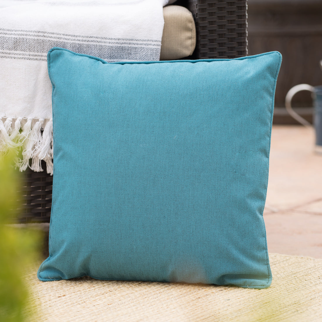 Coronado Square Pillow Teal Fabric