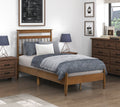 Transitional Design Twin Platform Bed Chestnut Finish Wood Frame Bedroom Furniture 1Pc Bed In A Box Box Spring Not Required Twin Chestnut Wood Bedroom Wood