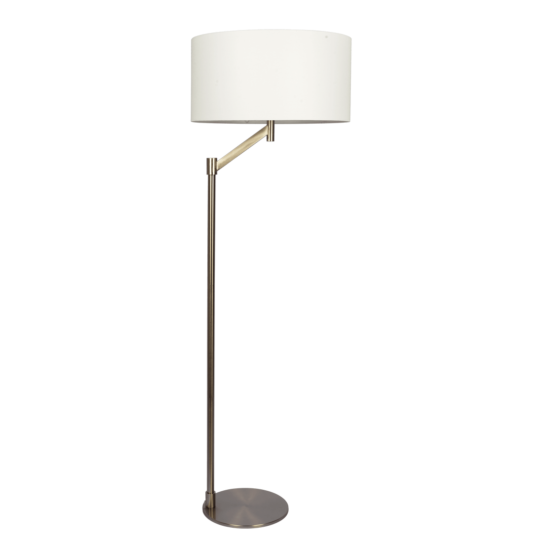 Serene Brushed Nickel Floor Lamp With Rotary Switch Metal Base White Linen Shade Brushed Nickel,White Linen,Metal