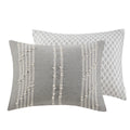 3 Piece Cotton Jacquard Duvet Cover Set King Gray Cotton