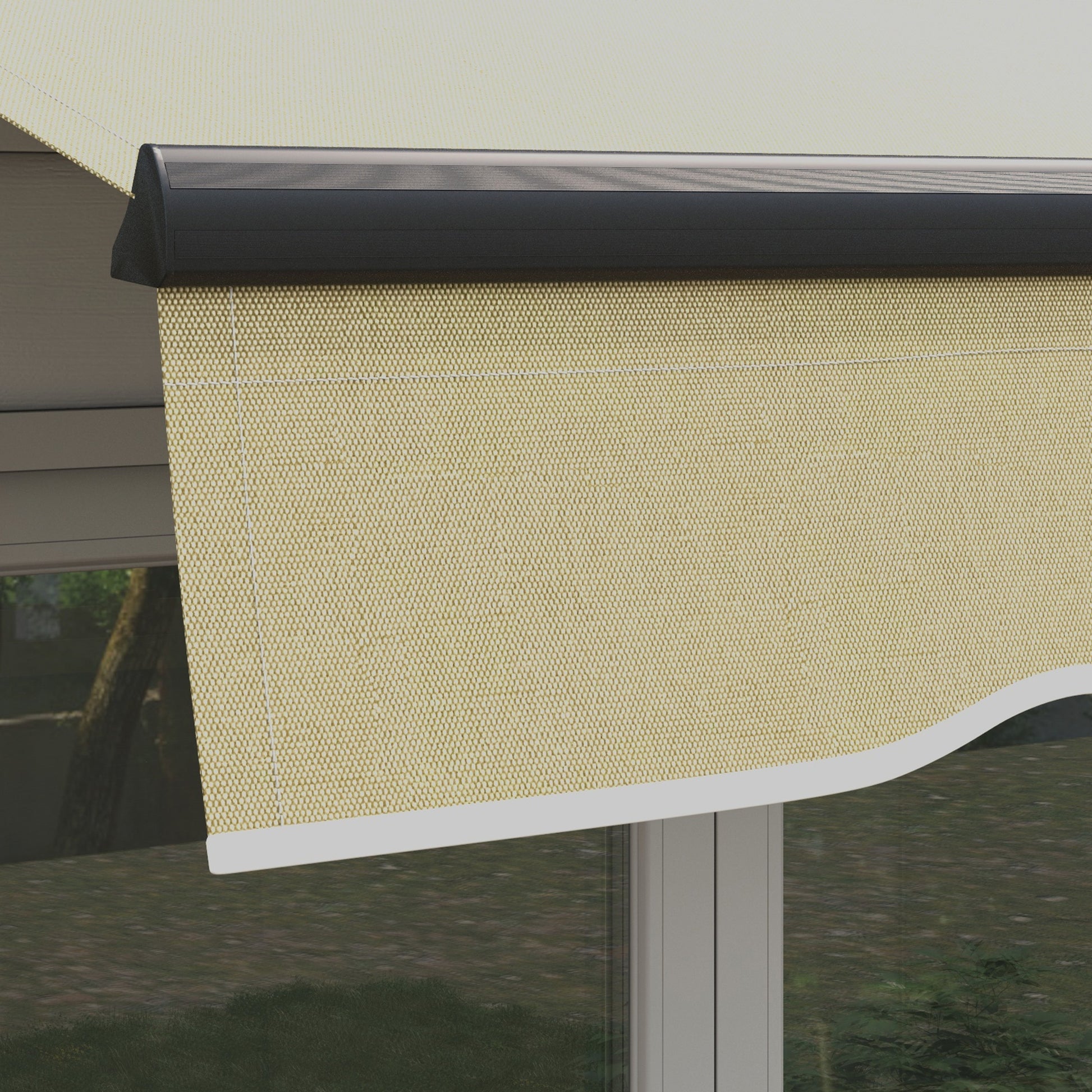 Outsunny 8' X 6.5' Retractable Awning, Patio Awning Sunshade Shelter With Manual Crank Handle, 280Gsm Uv Resistant Fabric And Aluminum Frame For Deck, Balcony, Yard, Beige Beige Polyester