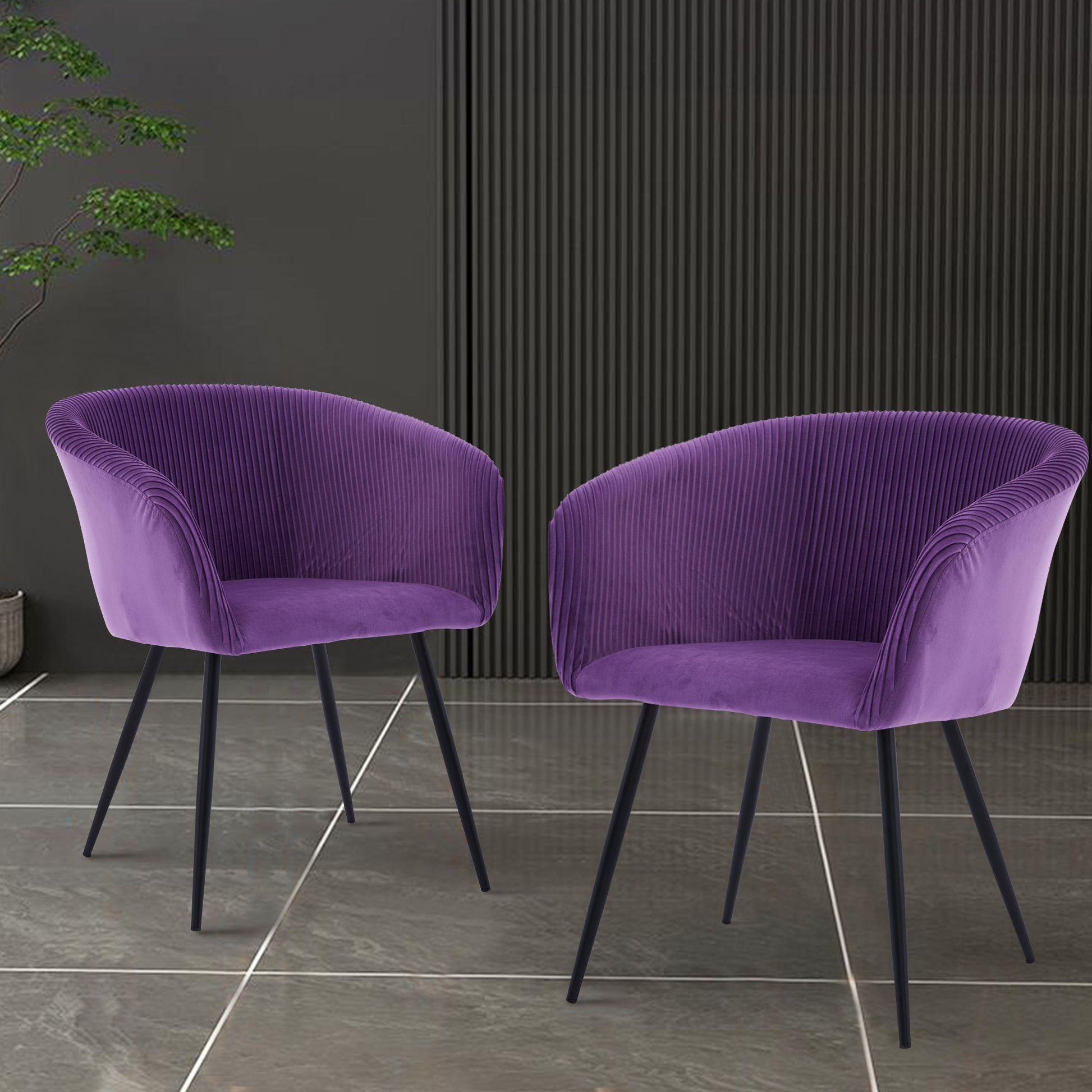 Ts Stripe Dinding Chair 1Pc Purple Purple Velvet