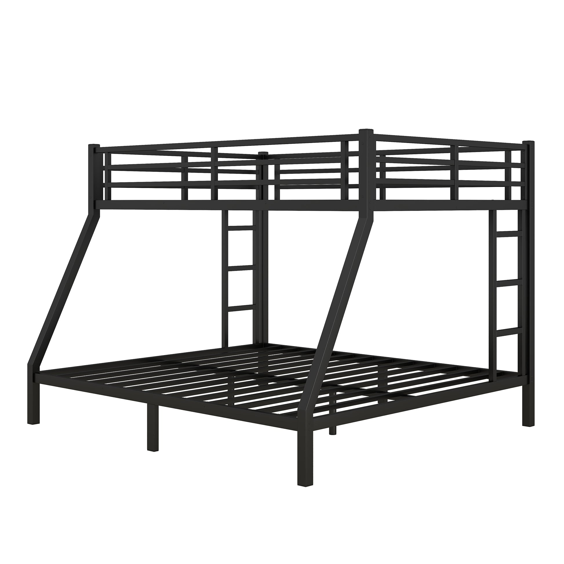 Metal Full Xl Over King Bunk Bed For Teens And Adults,Space Saving Noise Reduced No Box Spring Needed, Black Full Xl Black Metal