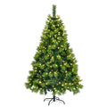 6Ft Grass Green Christmas Tree, Large Branches Pine Tree, Pre Lit Set With Tree & Garland & Wreath, Artificial Christmas With Pine Cones, Hinged Xmas Treefor Holiday Party Ofiice Home Green Polyethylene,Pvc