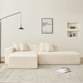 Modular Sectional Couch, Lambswool Fabric Modern L Shape Sectional Sofa With Chaise Lounge, Living Room Upholstered 5 Seater Corner Sofa Couch For Bedrooms, Apartment Beige Foam Sherpa 5 Seat