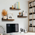 Floating Shelves For Wall Decor Storage, Wall Shelves Set Of 5 Rustic Brown Engineered Wood