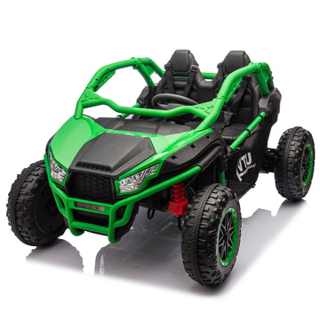 24V Two Seater Kids Ride On Utv W Parents Control,20In Seat Width,400W Super High Power,Four Wheel Suspension,Bluetooth,Mp3,Usb,Led Light,Horn,Rear Storage Space,Speeds 3.73 4.97Mph For Kids Aged 3 . Green 100 149 Lbs Polypropylene