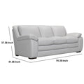 Leather Upholstered Sofa With Block Cushion Seat And Pillow Armrests, Gray Gray Leather 3 Seat