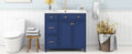 36 Inch Bathroom Vanity, Transitional Style Bathroom Cabinet With Resin Sink, Navy Blue Single Bathroom Cabinet, With 2 Drawers And 1 Adjustable Storage Shelf, 2 Soft Close Doors Navy Blue Solid Wood Mdf Resin