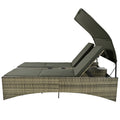 Patio Daybed Outdoor Daybed Outdoor Rattan Sun Lounger With Shelter Roof With Adjustable Backrest, Storage Box And 2 Cup Holders For Patio, Balcony, Poolside,Grey Yes Grey Seats 2 Water Resistant Frame Water Resistant Cushion Garden & Outdoor Sectional