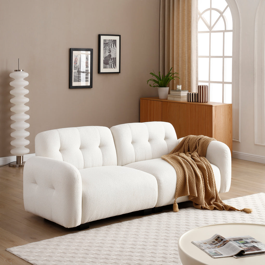 81.48 Modern Sofa Couch,3 Seater Teddy Sofa Sectional With Wooden Legs For 3 4 Persons, Upholstered Deep Seat Beautiful Seat Sofa Chaise For Living Room,Bedroom, Apartment And Office,Beige Beige Wood Primary Living Space Modern Foam Teddy 4 Seat