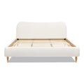 Roman Curved Headboard Upholstered Platform Bed, King, Ivory White Boucle Box Spring Not Required King White Wood Foam Boucle Boucle