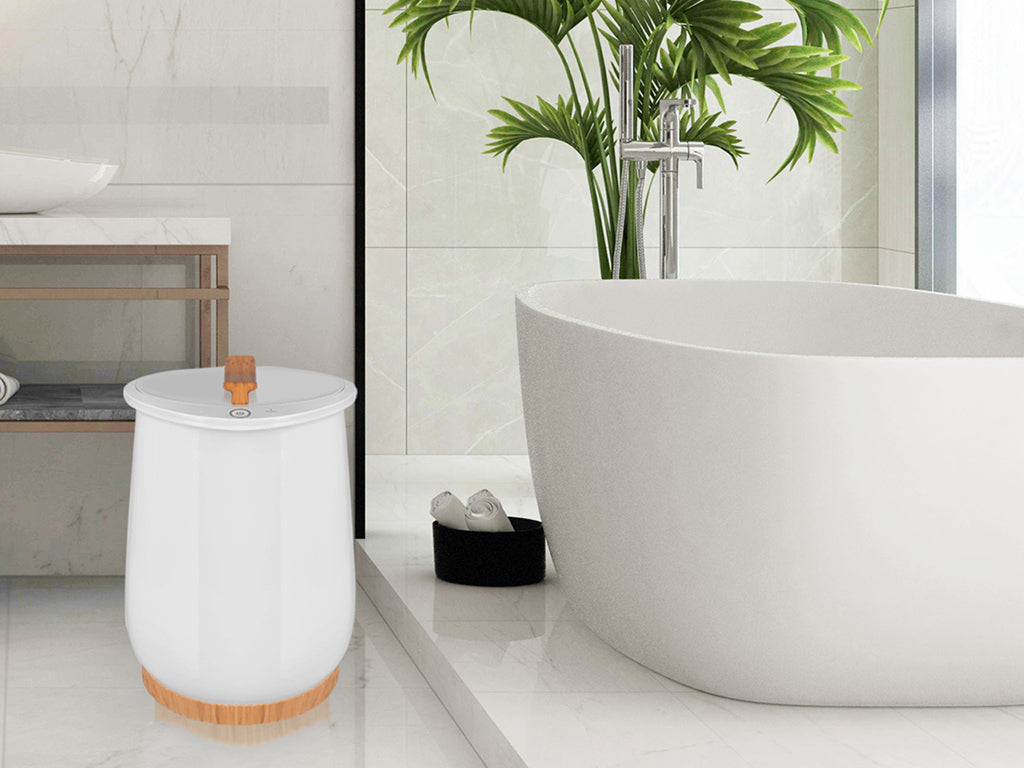 Towel Warmers, Luxury Bucket Towel Warmers, Large Towel Warmers For The Bathroom, Fits Up To 2 Oversized Towels, Bathrobes, Blankets, Pjs And More. White Plastic