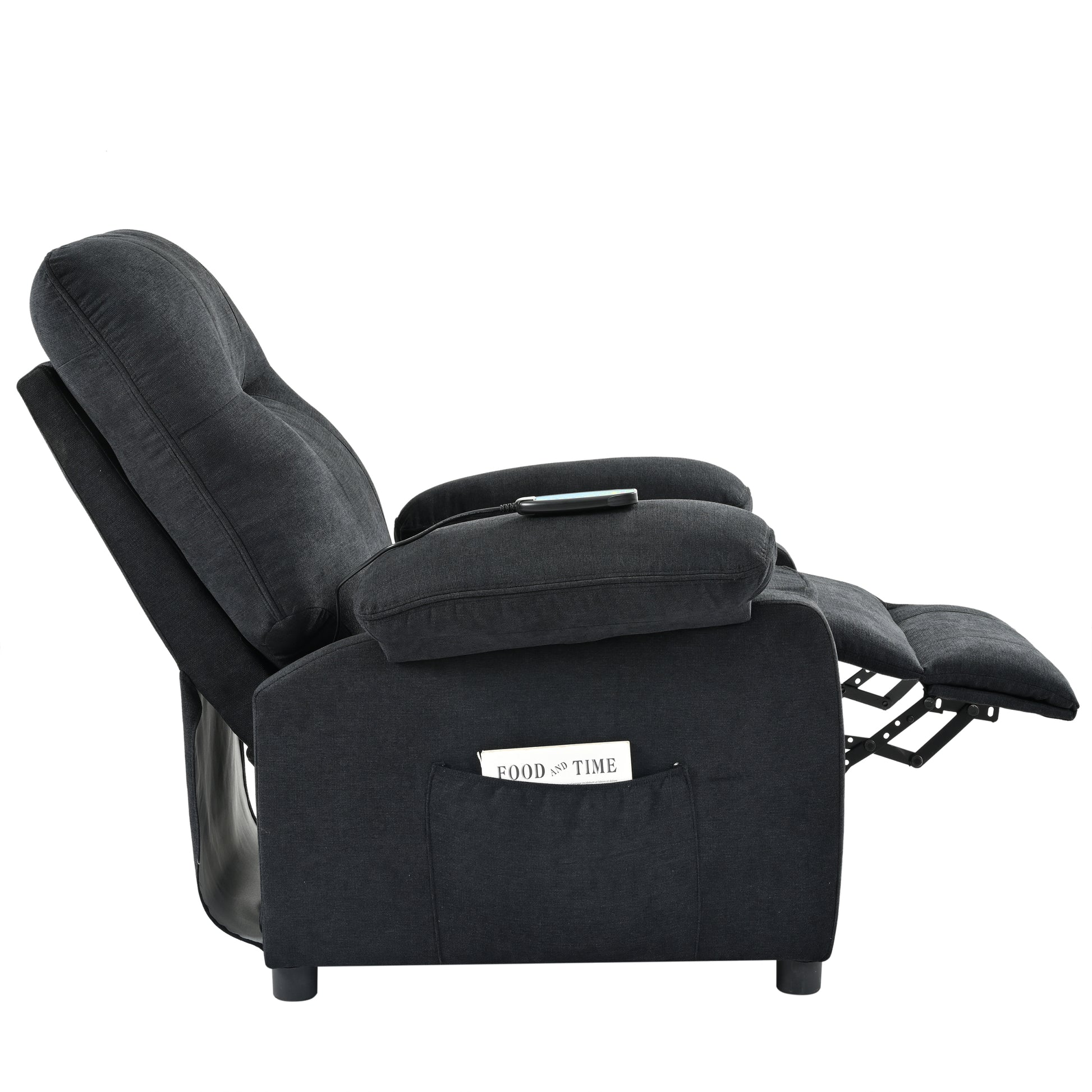 Recliner Chair With Message And Heater, Recliner Chair For Adult, Manual Control Message Chair Black Steel