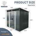 6Ft X 5Ft Outdoor Metal Storage Shed With Lockable Sliding Doors And Transparent Plate For Garden, Lawn Black And White Black White Iron