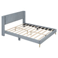 Queen Size Corduroy Platform Bed With Metal Legs, Gray Old Sku:Wf300238Aae Queen Gray Corduroy