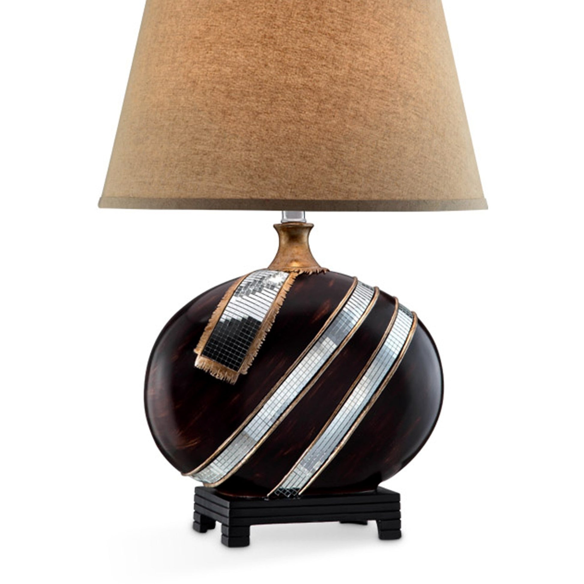 28.5" Tall Polyresin Table Lamp "Kukui" With Dark Espresso Finish, Fabric Shade Espresso Metal