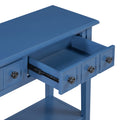 Entryway Table With 2 Drawers, Rustic Console Table With Open Shelf And Rubber Wood Legs For Entryways, Living Rooms, And Hallways Navy Navy Mdf,Rubber Wood