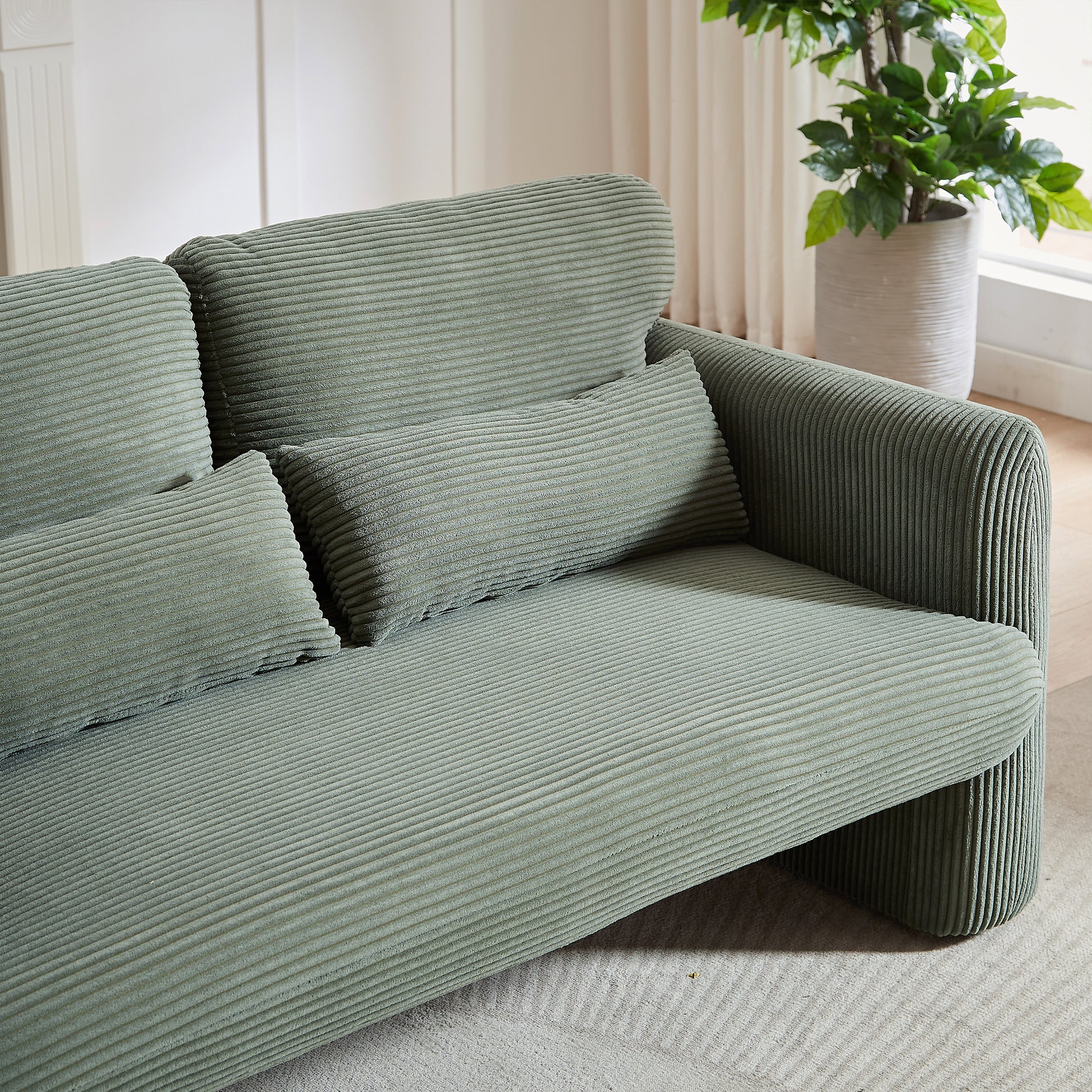 60"Corduroy Fabric Sofa, Modern Lounge Chairs Loveseat Sofa With Support Pillow, For Apartment, Office, Living Room & Bedroom Green Corduroy 2 Seat