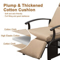 Adjustable Patio Recliner Chair Metal Outdoor Lounge Chair With Flip Table Push Back, Adjustable Angle, 6.8'' Removable Cushions, Support 350Lbs, Beige Yes Beige Garden & Outdoor Metal