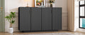 4 Wavy Doors Large Storage Space Sideboard With Adjustable Shelves And Retro Copper Handles For Dining Room And Living Room Black Black Mdf