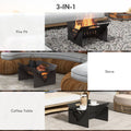 Outsunny 3 In 1 Portable Fire Pit, Stove, Coffee Table, Wood Burning Firepit With Carrying Bag And Quick Assembly For Camping, Bonfire, Picnic, Backyard, Patio, Black Black Steel