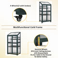62Inch Height Wood Large Greenhouse Balcony Portable Cold Frame With Wheels And Adjustable Shelves For Outdoor Indoor Use, Forest Green Green Casual Wood Solid Wood