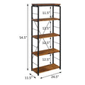 Oak And Black 4 Shelf Bookcase 4 Black Brown Brown Etagere Horizontal Primary Living Space Wood Open Back Contemporary Wood Metal