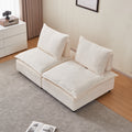 Modern Armless Accent Chair, Single Sofa Couch With Ottoman Compact Design, Space Saving Seating For Living Room, Bedroom, Apartment, Office Beige Wood Medium Soft Foam Chenille 1 Seat