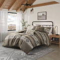5 Piece Stripe Herringbone Comforter Set With Throw Pillows Brown Full Queen Brown Polyester