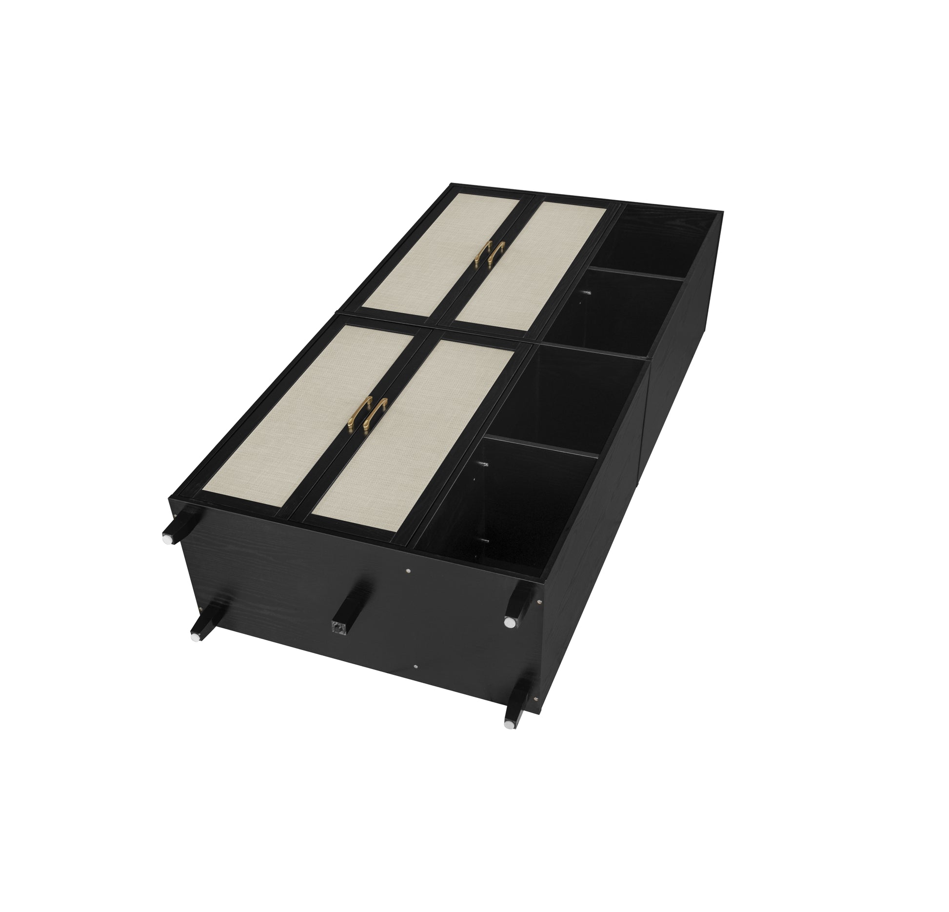 4 Door Cabinet With 4 Shelves With 4 Adjustable Inner Shelves, Storage Cabinet Black Mdf