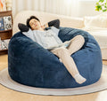 Bean Bag Chair: Giant 5' Memory Foam Furniture Bean Bag Chairs For Adults With Microfiber Cover 5Ft Dark Blue Primary Living Space Soft Casual,Classic,Modern Foam Lychee Velvet