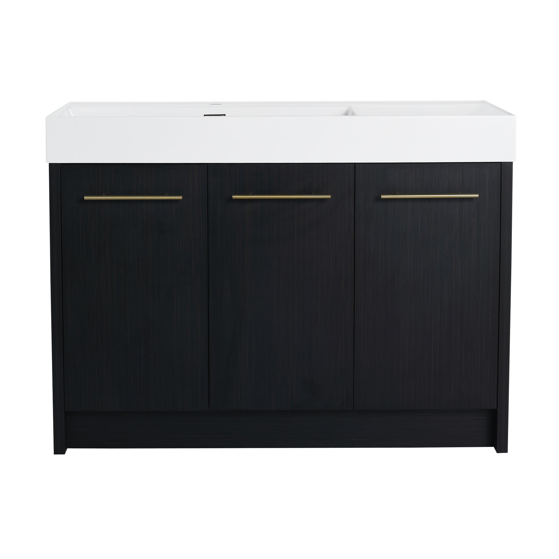 48 Inch Freestanding Bathroom Vanity With Resin Sink, With Soft Closing Door, Kd Package Black Chestnut Bathroom Modern Plywood