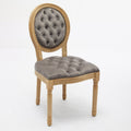 French Style Solid Wood Frame Antique Painting,Hand Pulled Buckle Decoration Velvet Artificial Leather Dining Chair With Trim ,Wood Legs,Steel Spring Inner,Set Of 2,Gray,Sw1739Gy Gray Dining Room American Design Dining Chairs Rubberwood Set Of 2 Foam