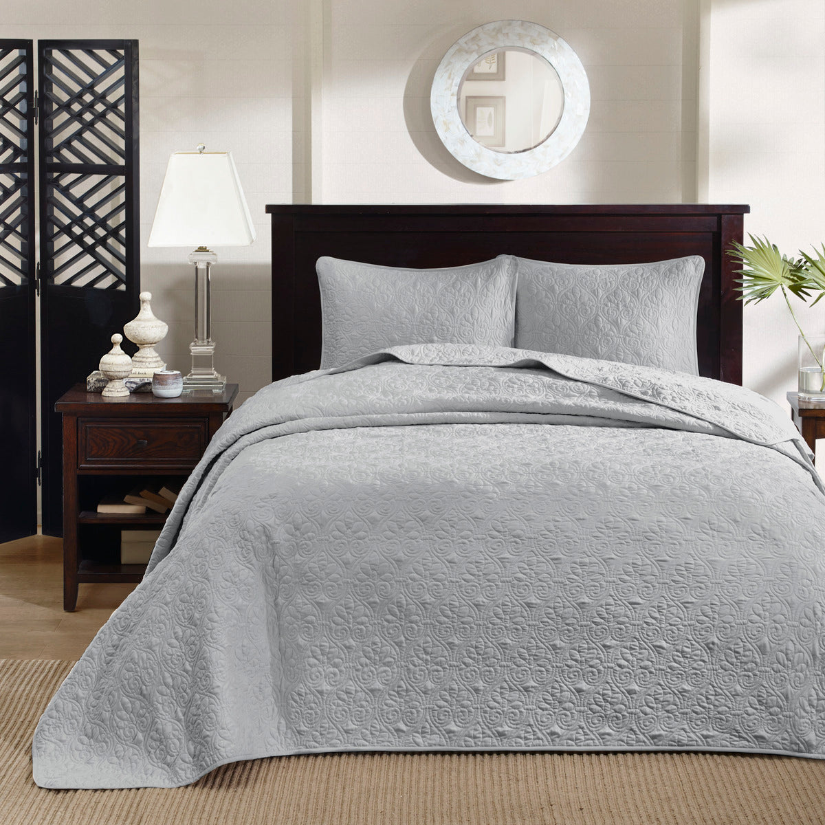 Reversible Quilt Set Grey Twin Twin Xl Grey Cotton