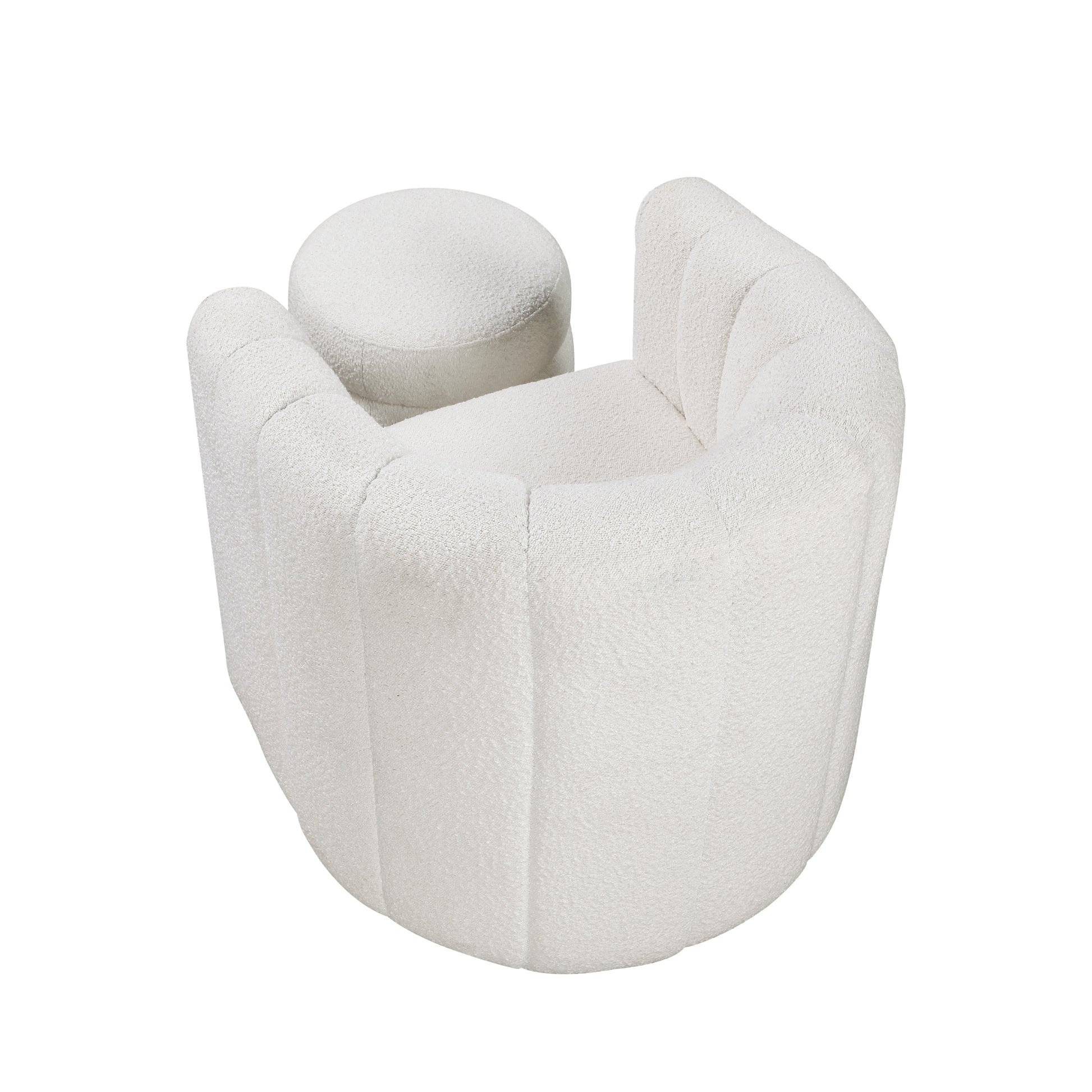 Modern Contemporary Swivel Chair With Ottoman White Boucle Fabric Upholstery Solid Wood Living Room Furniture White Primary Living Space Contemporary,Modern Plywood,Solid Wood
