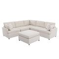 Modern Large U Shape Sectional Sofa, With Removable Ottomans For Living Room 6 Seater Beige Polyester 6 Seat