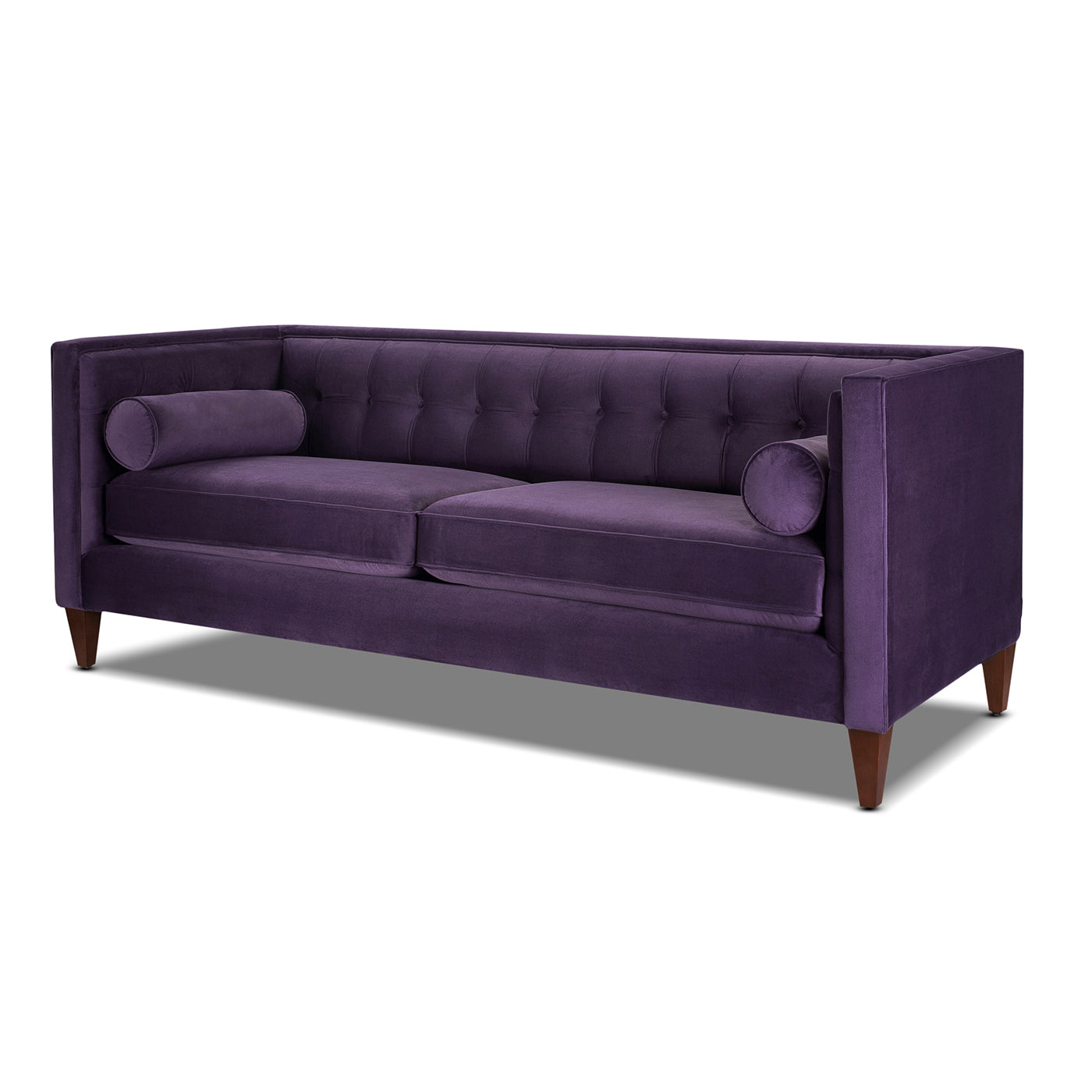 Jack 84" Modern Tuxedo Tufted Sofa, Purple Velvet Purple Foam Velvet 3 Seat