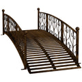 Outsunny 7' Metal Arch Garden Bridge With Safety Siderails, Decorative Arc Footbridge With Delicate Scrollwork 